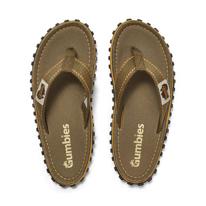 Gumbies CANVAS Flip Flops - Mens - Classic Khaki