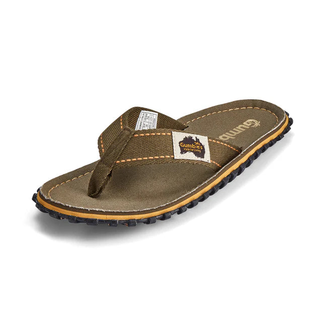 Gumbies CANVAS Flip Flops - Mens - Classic Khaki