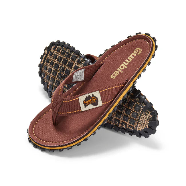 Gumbies CANVAS Flip Flops - Mens - Classic Brown