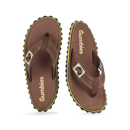 Gumbies CANVAS Flip Flops - Mens - Classic Brown