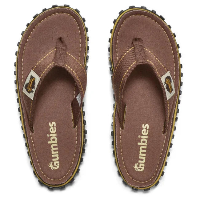 Gumbies CANVAS Flip Flops - Mens - Classic Brown