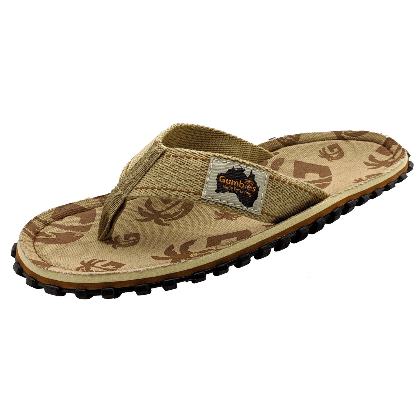 Gumbies CANVAS Flip Flops - Mens- Khaki