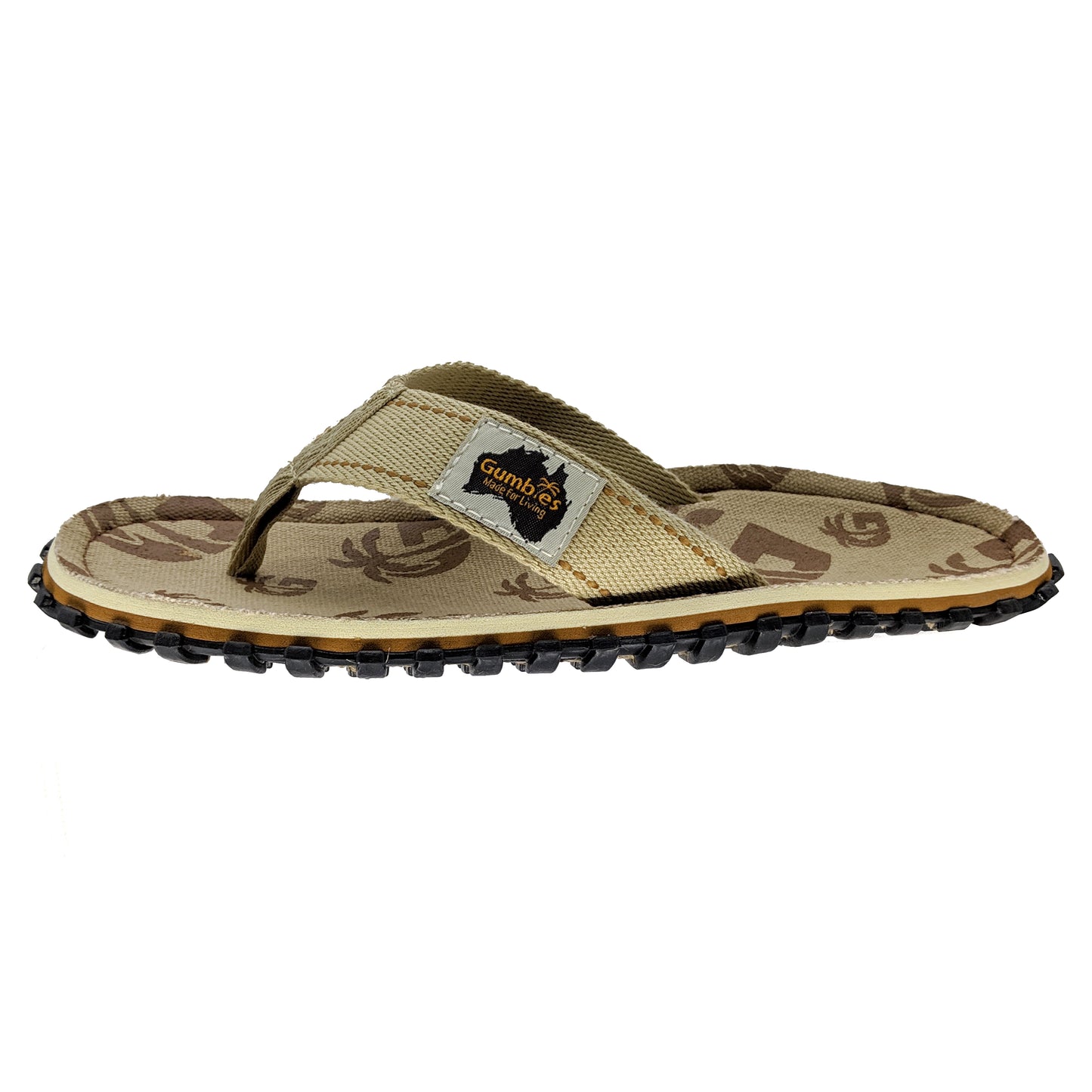 Gumbies CANVAS Flip Flops - Mens- Khaki