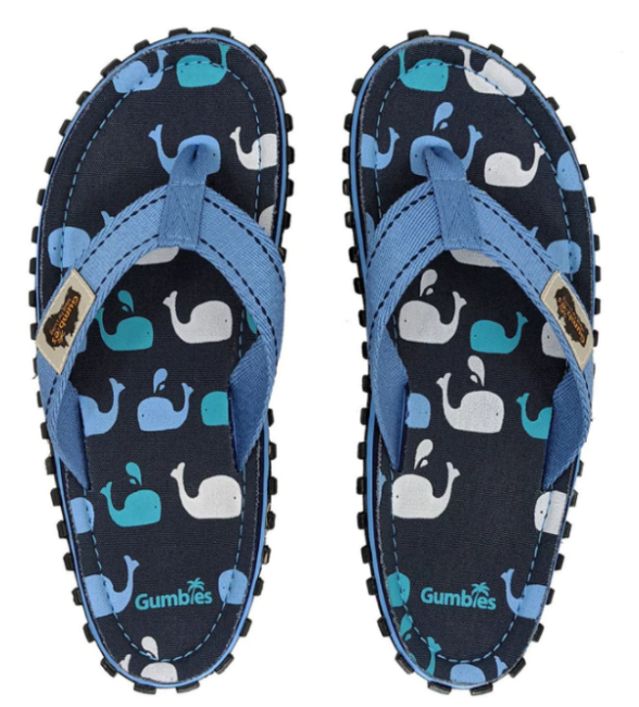 Gumbies CANVAS Flip Flops - Mens - Whales