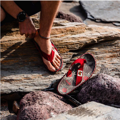 Gumbies CANVAS Flip Flops - Mens - Grey Hibiscus