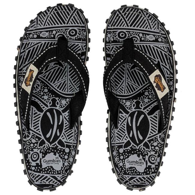 Gumbies CANVAS Flip Flops - Mens - Black Signature