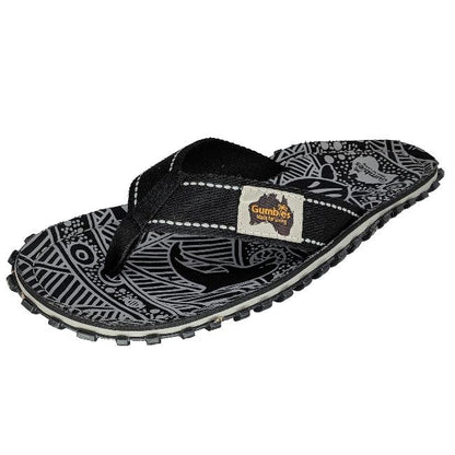 Gumbies CANVAS Flip Flops - Mens - Black Signature